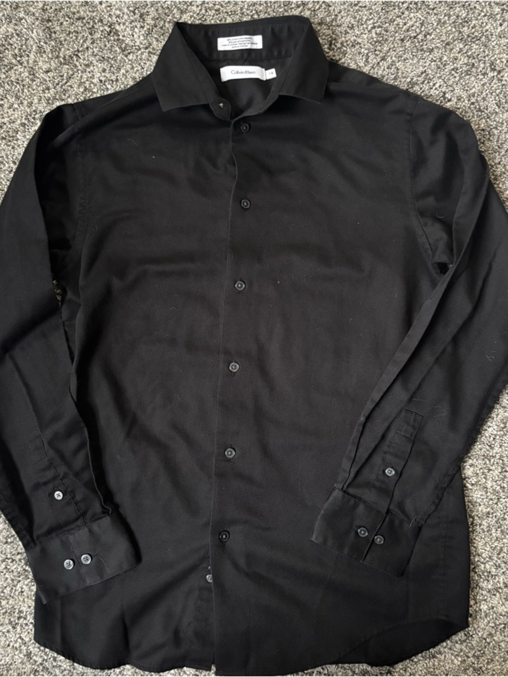 Calvin Klein Black Long-Sleeve Button-Up Dress Shirt
